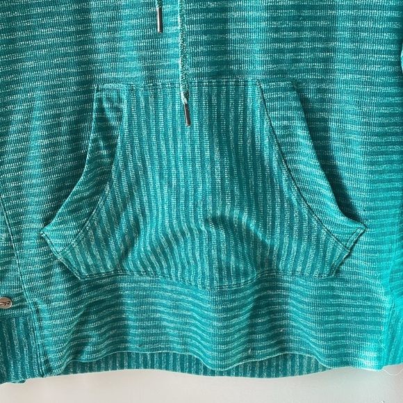Outdoor Research, Small, teal green striped cowl neck sweatshirt w/ pouch pocket - Picture 5 of 5